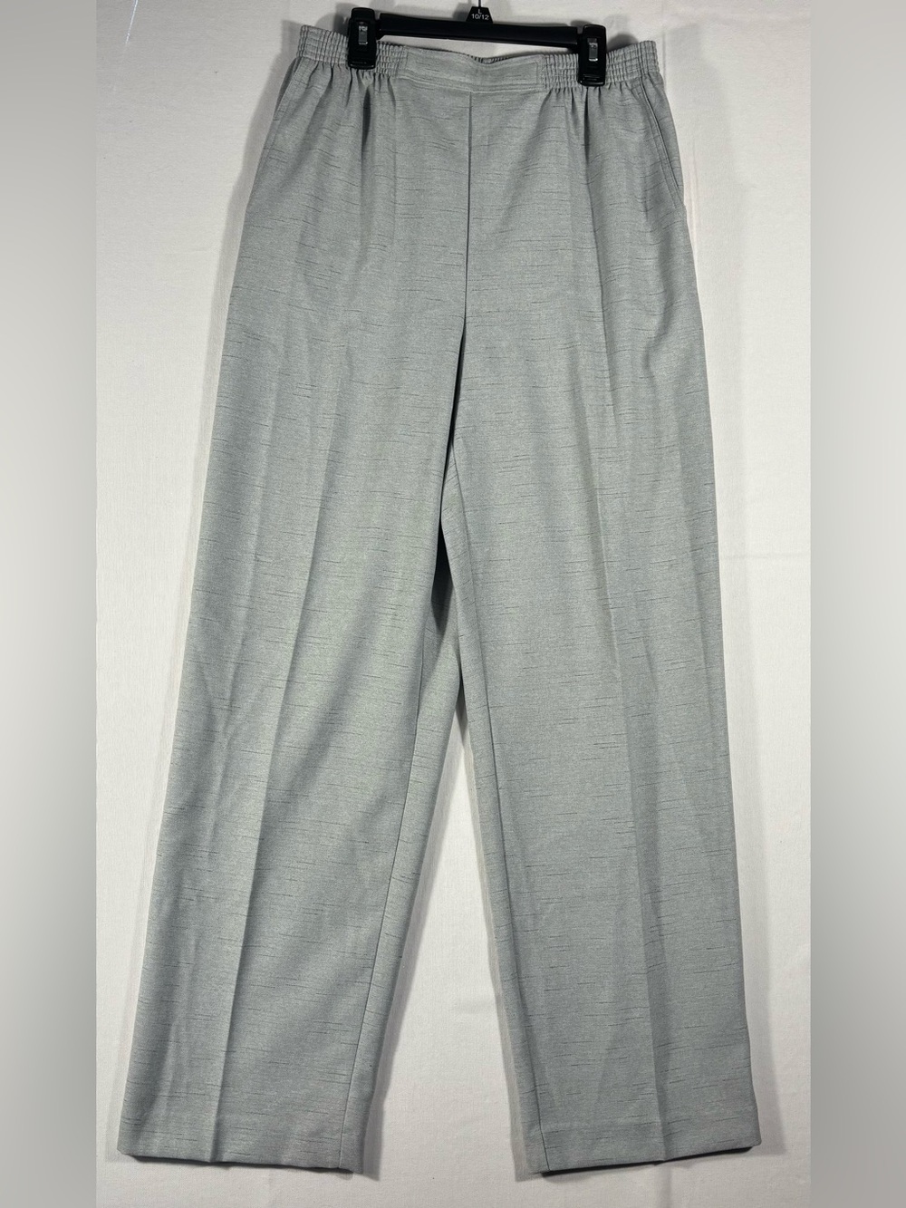 Alfred Dunner Womenās 10 Light Gray Elastic-Waist Relaxed Fit Dress Pants
